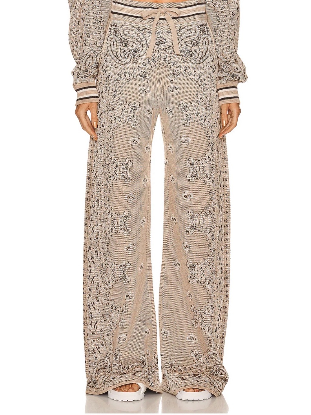 AMIRI Cashmere Bandana Wide-Leg Knit Pants